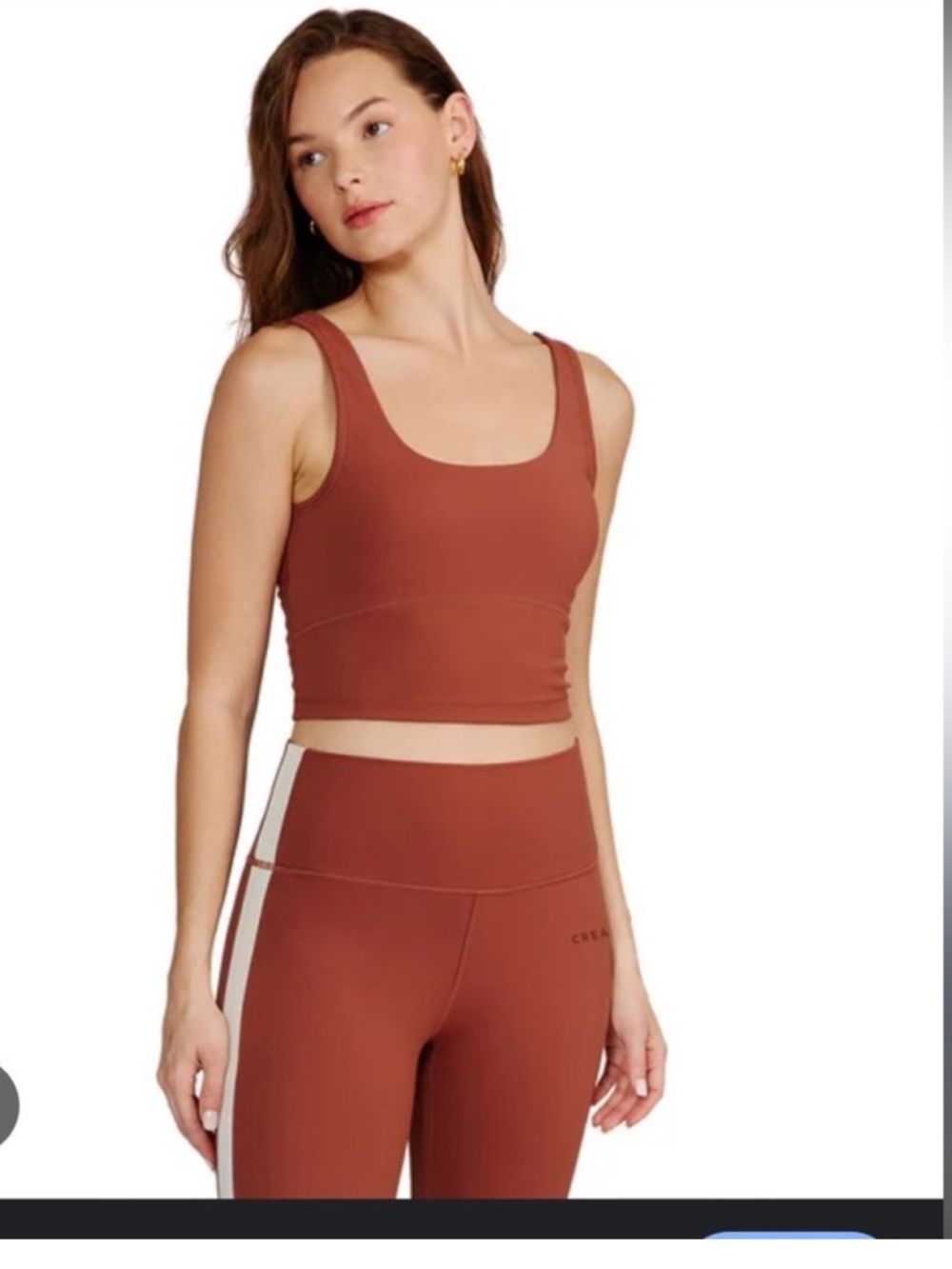 High-Waist Rust Leggings & Crop Tank Set - Women